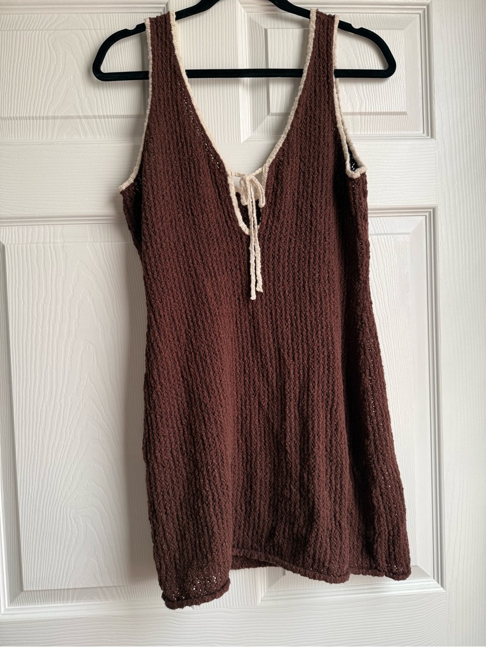 Abercrombie & Fitch Brown Knit Swim Cover Up with Cream Trim